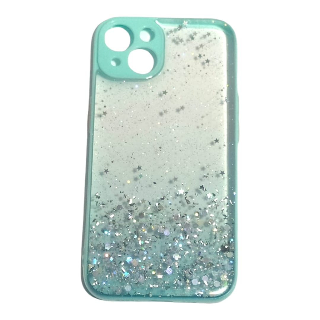 carcasa iphone 13 glitter turquesa