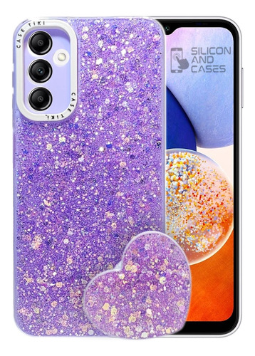 D_647687-MLC71912301505_092023-O-5.jpg Carcasa para Samsung A14 4G/5G Glitter Incluye Pop Socket