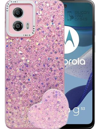 Carcasa para motorola g53 glitter incluye pop socket