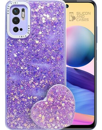Carcasa para xiaomi redmi note 10 5g glitter con pop socket