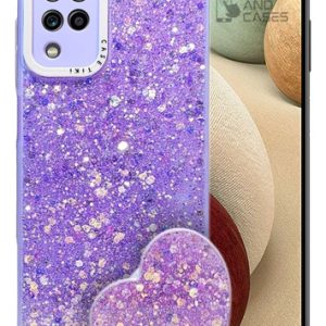 Carcasa para samsung a12 glitter incluye pop socket