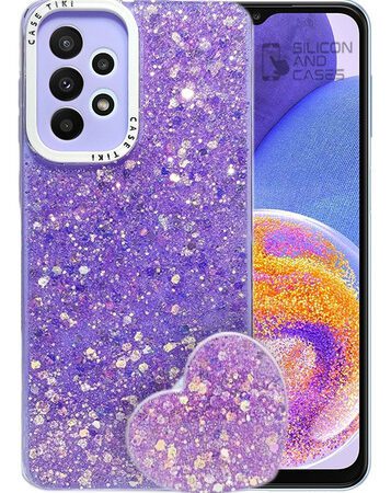 Carcasa para samsung a33 glitter incluye pop socket