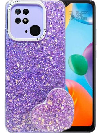 Carcasa para xiaomi redmi 10c glitter incluye pop socket