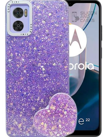 Carcasa para motorola e22i glitter incluye pop socket