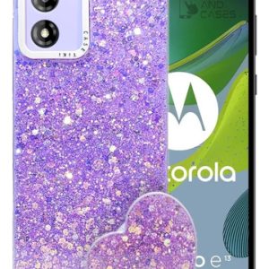 Carcasa para motorola e13 glitter incluye pop socket