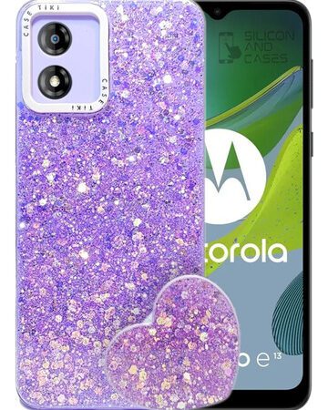 Carcasa para motorola e13 glitter incluye pop socket