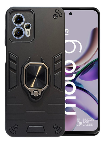 Carcasa Motorola G13 con anillo metalico y proteccion antigolpe