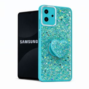 Carcasa para samsung a07 glitter brillo con pop socket