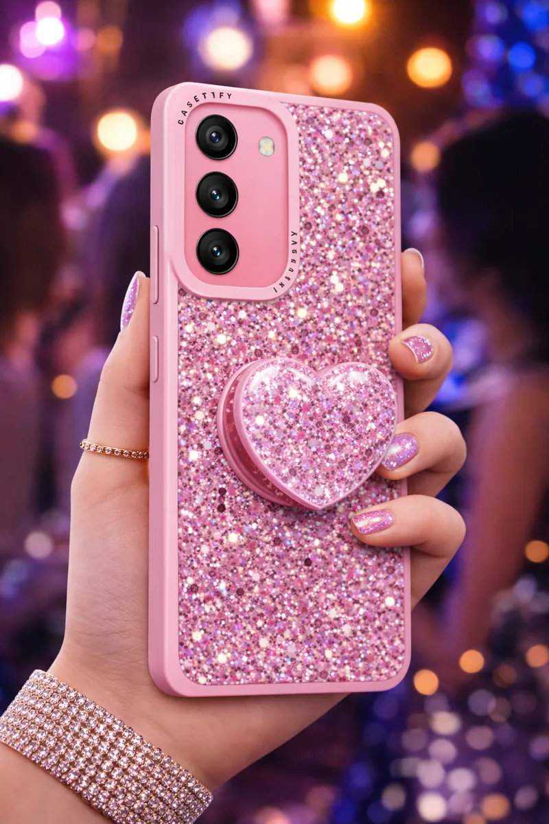 D_NQ_NP_2X_990585-MLA101694346725_122025-F Carcasa para samsung s25 fe glitter brillo con pop socket - vista 2