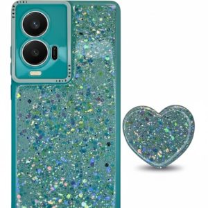 Carcasa para motorola edge 50 fusion glitter brillo incluye pop socket