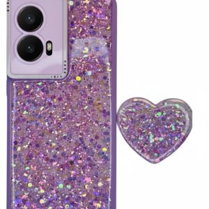 Carcasa para motorola g85 glitter brillo con pop socket