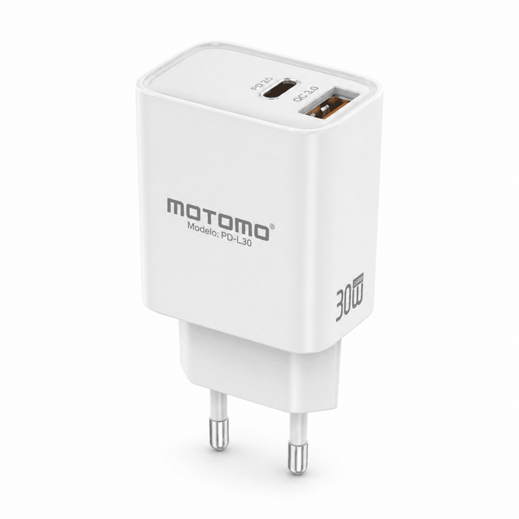 Cargador Adaptador Tipo C y USB-a 30W Tecnología Gan Pd-l30 Blanco - Silicon and Cases