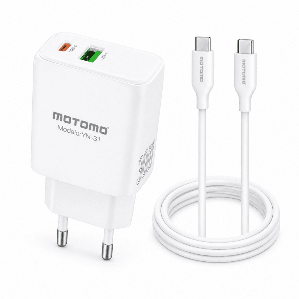Cargador Con Cable Tipo C 30W Tecnología Gan Mo-yn-31 Blanco - Silicon and Cases