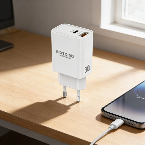 D_653275-MLA111046012095_042026-O.jpg Cargador Adaptador Tipo C y USB-a 30W Tecnología Gan Pd-l30 Blanco