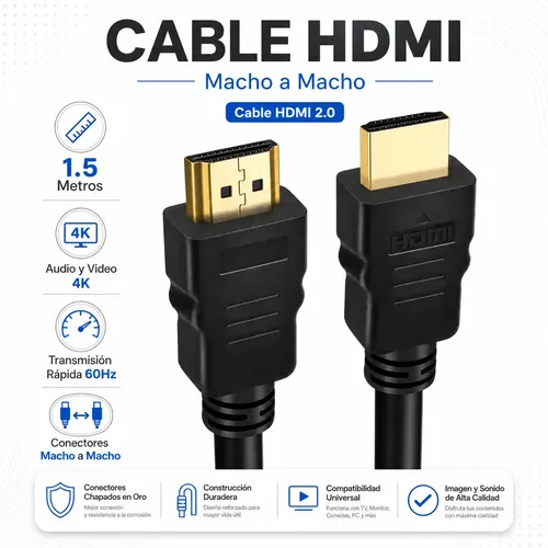 D_788473-MLC110125409646_042026-O.webp Cable Hdmi Video 2.0 Macho a Macho 1.5 Metro Motomo