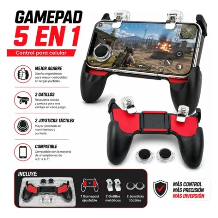 Control Gamepad Para Celular Gamer Con Gatillos L1 R1 5 En 1