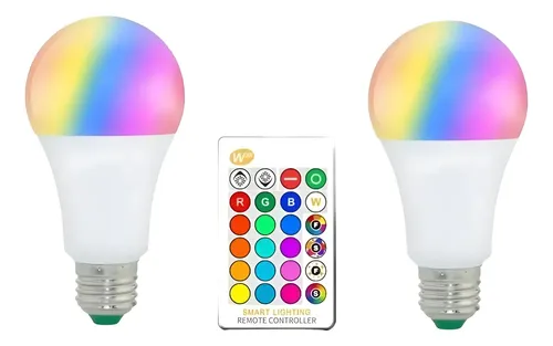 Ampolleta Lampara Led Rgb E27 Control Remoto Colores A80