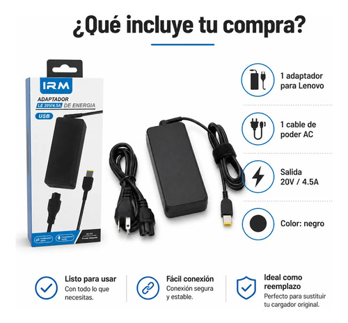 Cargador Para Notebook Lenovo 20v / 4.5a Punta Cuadrada Cargador Para Notebook Lenovo 20v / 4.5a Punta Cuadrada