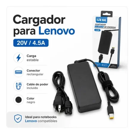 Cargador Para Notebook Lenovo 20v / 4.5a Punta Cuadrada