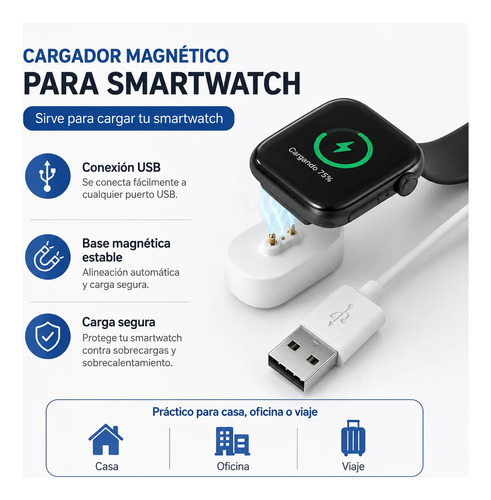 D_685982-MLC114536077383_072026-O.jpg Cable Cargador Magnético Usb 2 Pines Para Smartwatch