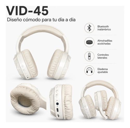 D_803698-MLC112259240565_052026-O.jpg Audífonos Inalámbricos Bluetooth Cintillo Crema Recargable