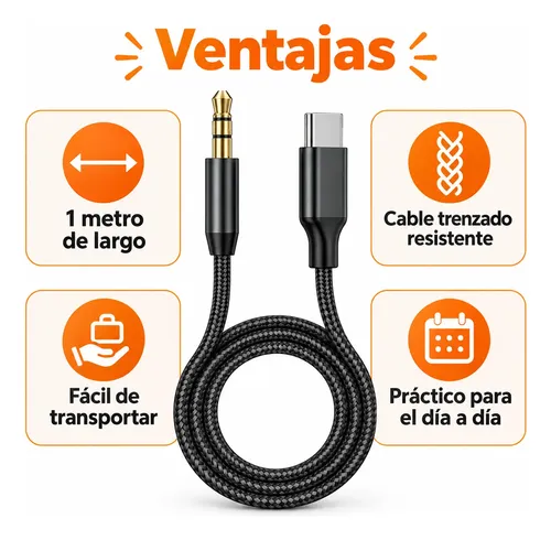 Cable Auxiliar Tipo C A Jack 3.5mm 1m Motomo