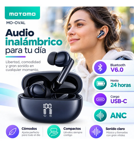 Audífonos Inalámbricos Bluetooth Con Led Y Estuche