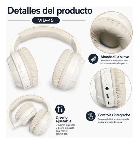 D_984303-MLC112261349117_052026-O.webp Audífonos Inalámbricos Bluetooth Cintillo Crema Recargable