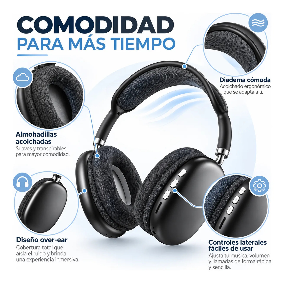 D_NQ_NP_602427-MLC118484935254_102026-F.jpg Audífonos Inalámbricos P9 Bluetooth Con Micrófono Y Micro Sd Negro