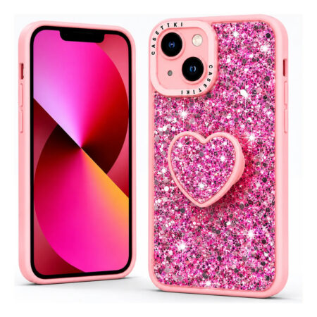 Carcasa para iPhone 15 Glitter con Pop Socket