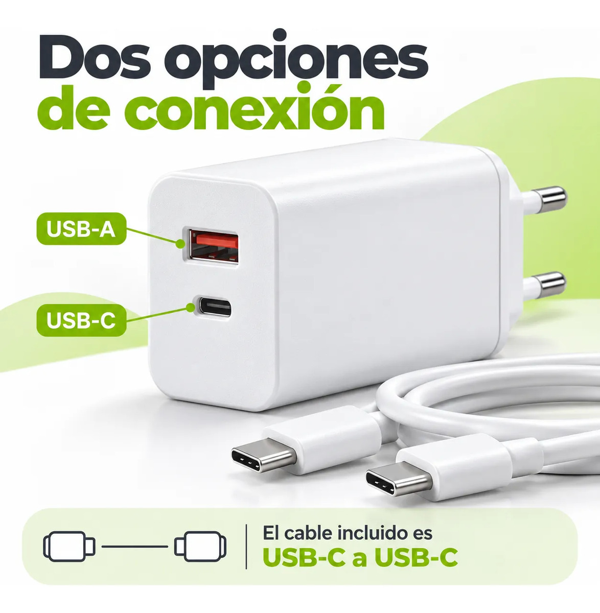 D_NQ_NP_854828-MLC120490609637_102026-F.jpg Cargador Carga Rápida Usb-c + Usb-a Con Cable Tipo C Blanco