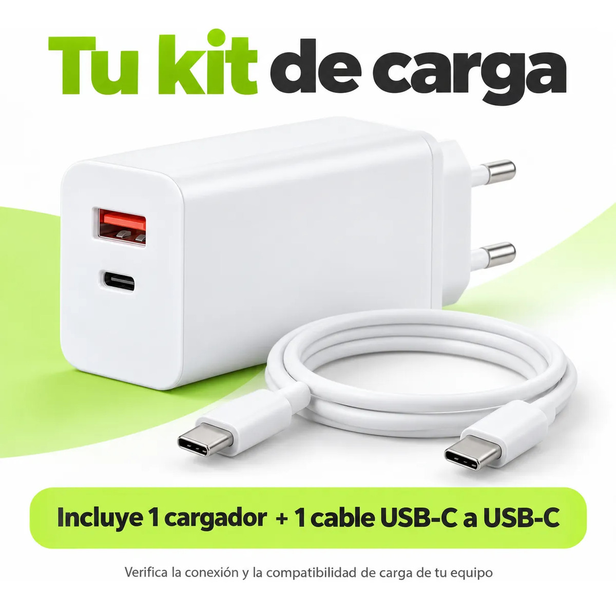 D_NQ_NP_969547-MLC118805507810_102026-F.jpg Cargador Carga Rápida Usb-c + Usb-a Con Cable Tipo C Blanco