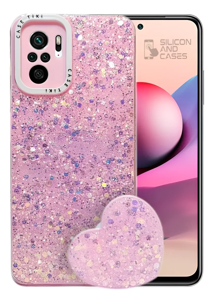 Carcasa para Xiaomi Redmi Note 10/10S Glitter Con Pop Socket — vista 3 Carcasa para Xiaomi Redmi Note 10/10S Glitter Con Pop Socket — vista 3