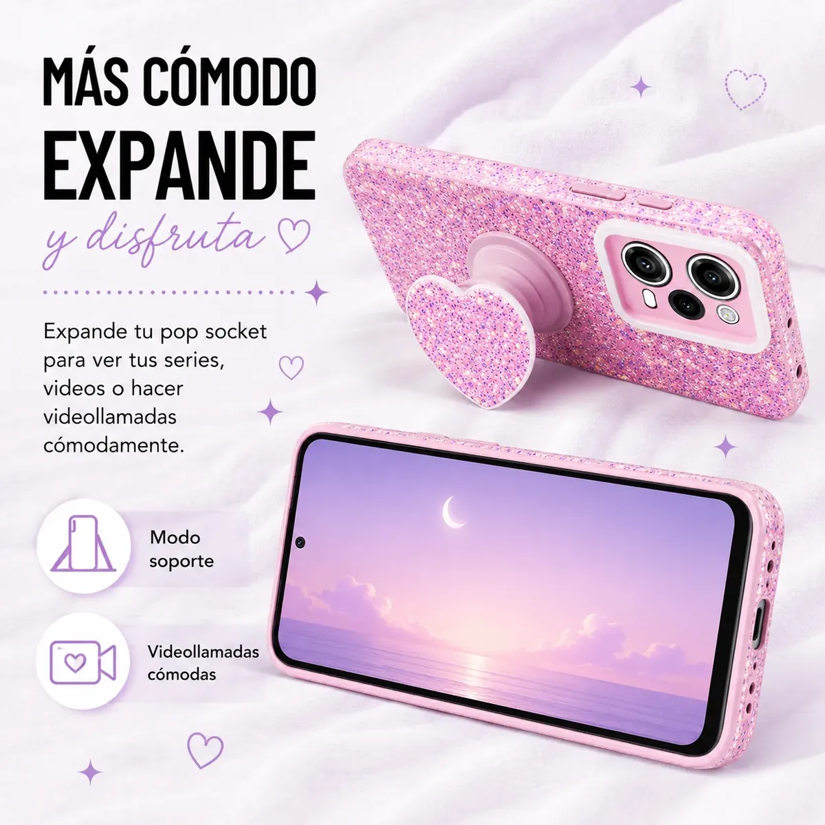 Carcasa para Xiaomi Redmi Note 12 Pro 5G Glitter Pop Socket — vista 7 Carcasa para Xiaomi Redmi Note 12 Pro 5G Glitter Pop Socket — vista 7