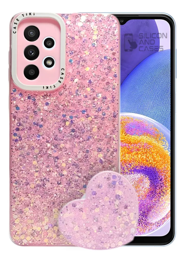 Carcasa para Samsung A23 Glitter Incluye Pop Socket