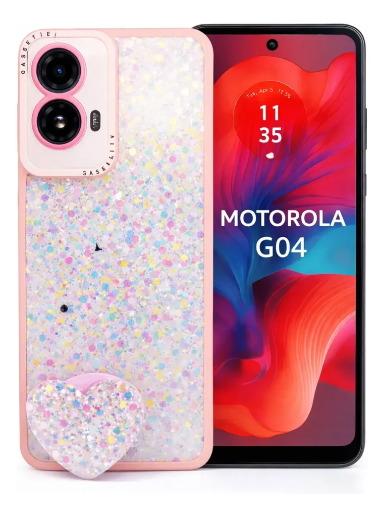 Carcasa para Motorola G04 Glitter Incluye Pop Socket