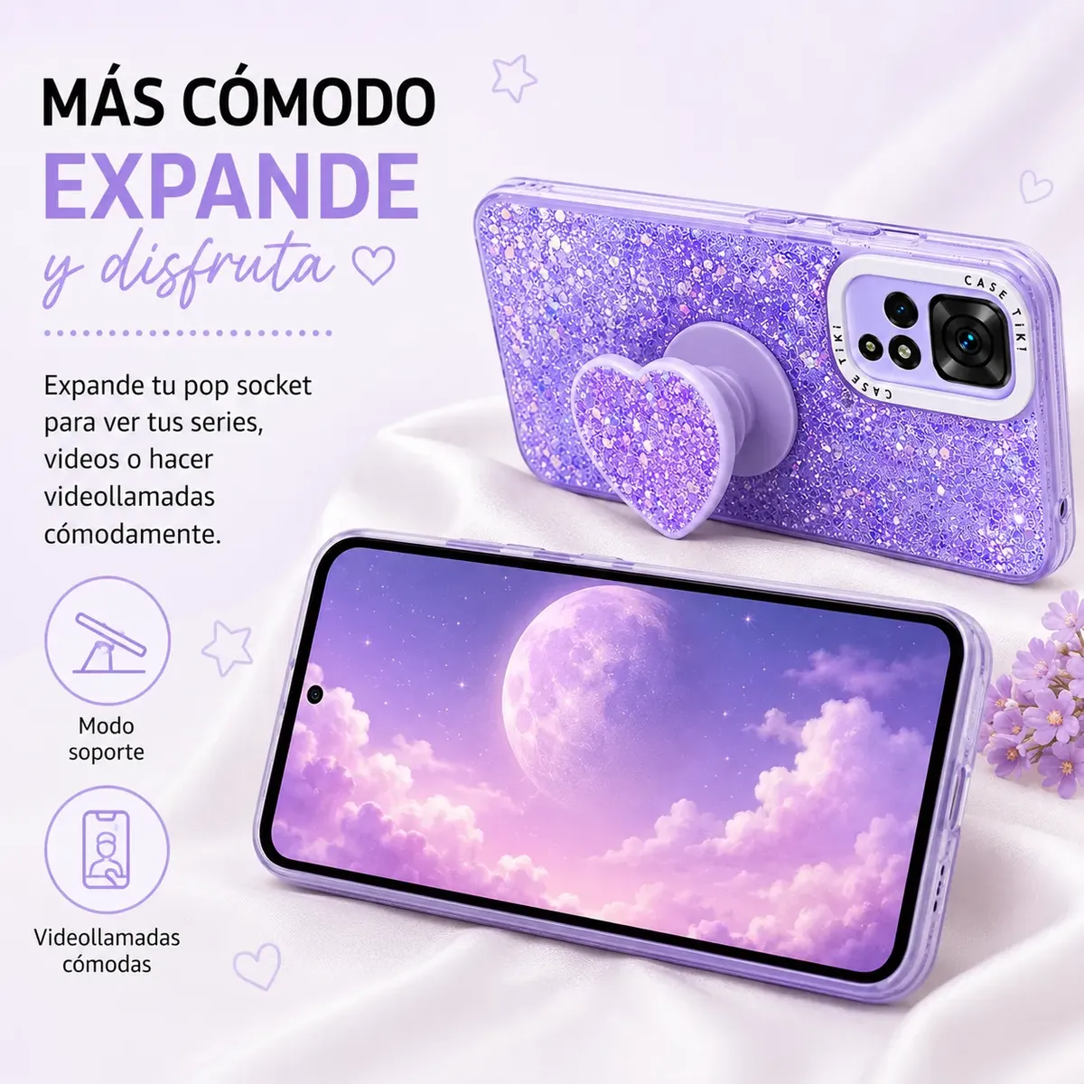 Carcasa para Xiaomi Redmi Note 11 Pro 5G Glitter Pop Socket — vista 6 Carcasa para Xiaomi Redmi Note 11 Pro 5G Glitter Pop Socket — vista 6