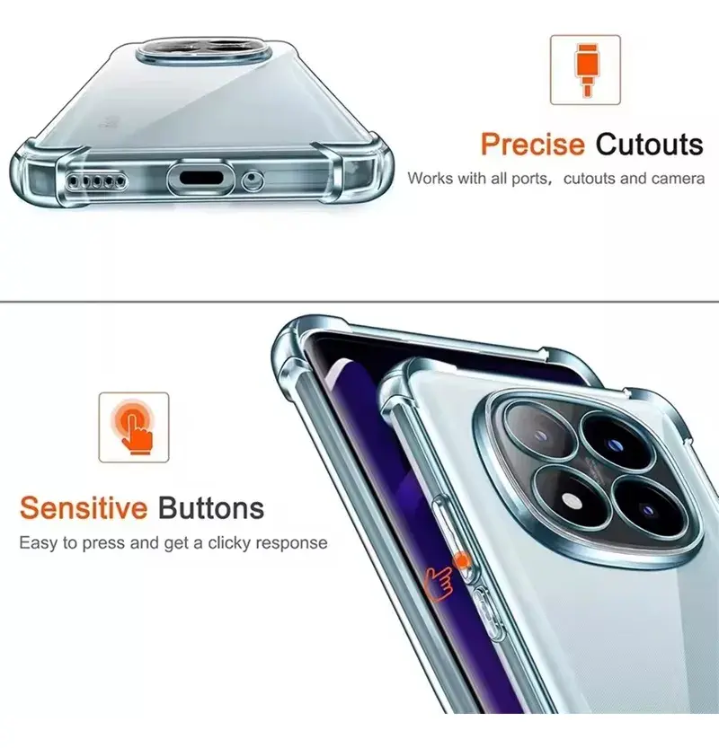 Carcasa Transparente para Xiaomi Redmi Note 14 Pro 5G — vista 3 Carcasa Transparente para Xiaomi Redmi Note 14 Pro 5G — vista 3
