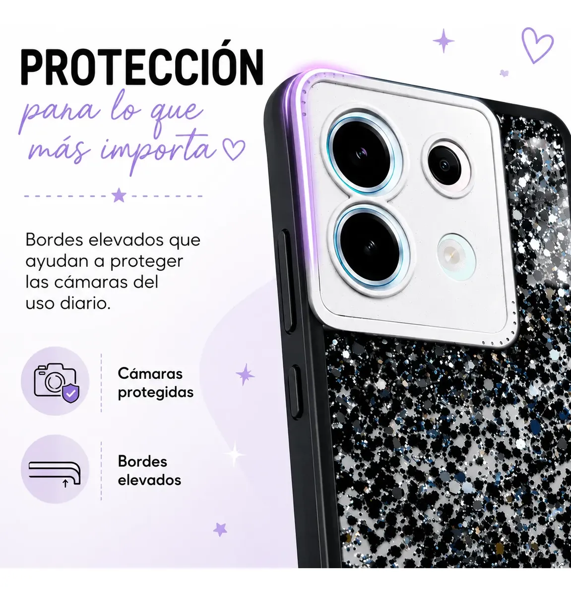 Carcasa para Xiaomi Redmi Note 13 4G Glitter Con Pop Socket — vista 6 Carcasa para Xiaomi Redmi Note 13 4G Glitter Con Pop Socket — vista 6