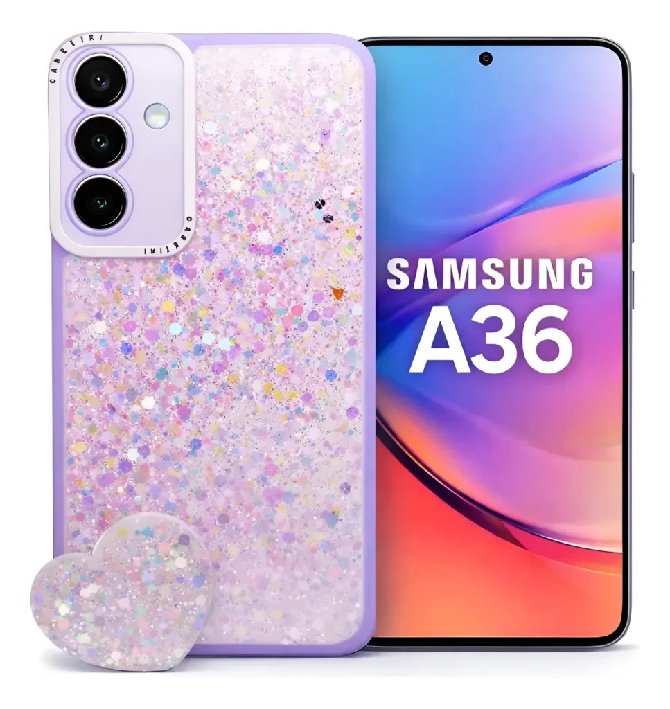 Carcasa para Samsung A36 Glitter Incluye Pop Socket