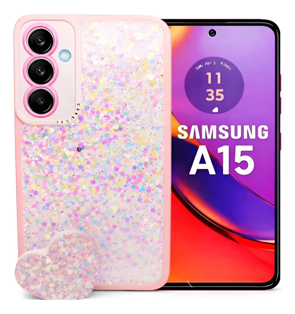 Carcasa para Samsung A15 Glitter Con Pop Socket Protector — vista 2