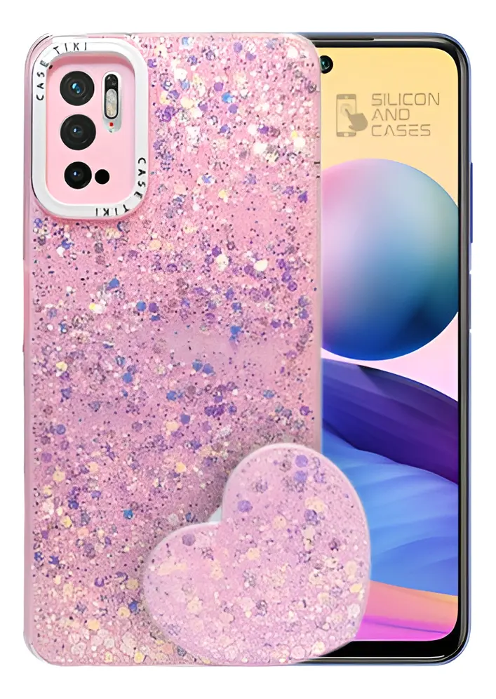 Carcasa para Xiaomi Redmi Note 10 5G Glitter Con Pop Socket — vista 3 Carcasa para Xiaomi Redmi Note 10 5G Glitter Con Pop Socket — vista 3