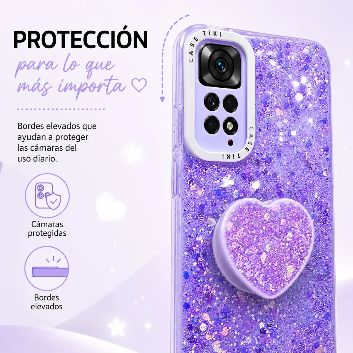 Carcasa para Xiaomi Redmi Note 11 Pro 5G Glitter Pop Socket — vista 4 Carcasa para Xiaomi Redmi Note 11 Pro 5G Glitter Pop Socket — vista 4