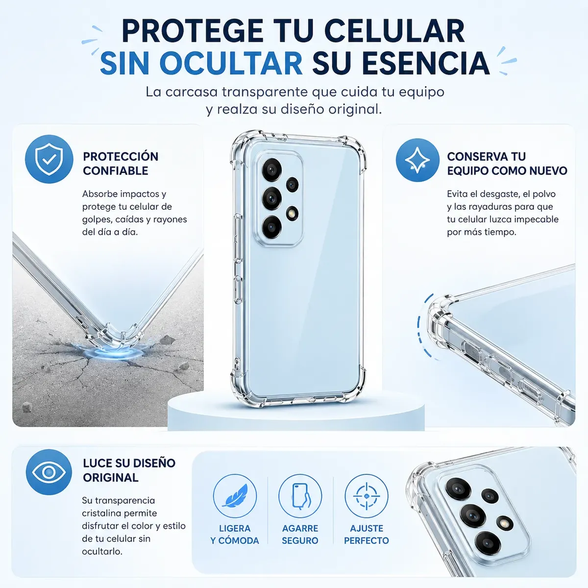 Carcasa para Samsung A13 4G Transparente Antigolpe — vista 4 Carcasa para Samsung A13 4G Transparente Antigolpe — vista 4