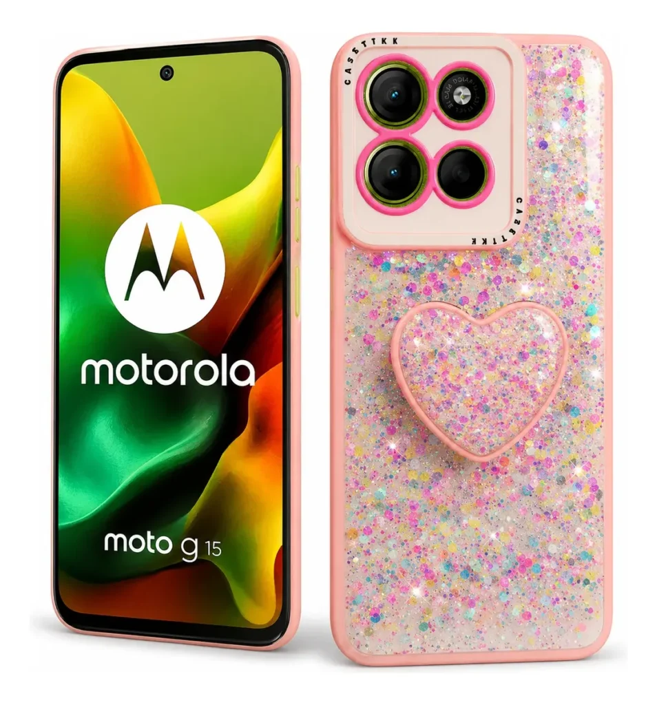 Carcasa para Motorola G15 Glitter Incluye Pop Socket