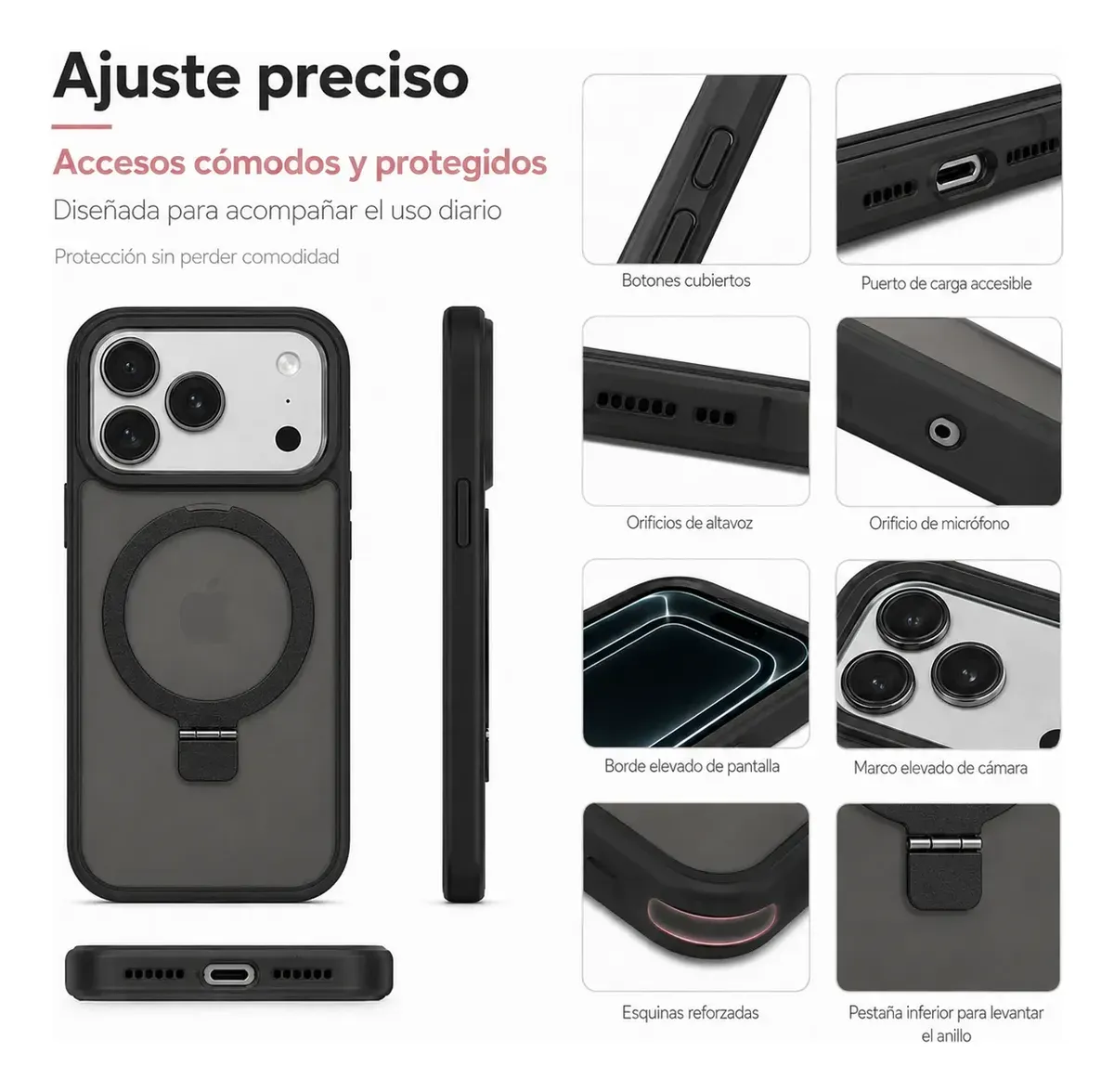 Carcasa Para iPhone 17 Pro Con Magsafe Anillo Soporte Mate — vista 7 Carcasa Para iPhone 17 Pro Con Magsafe Anillo Soporte Mate — vista 7