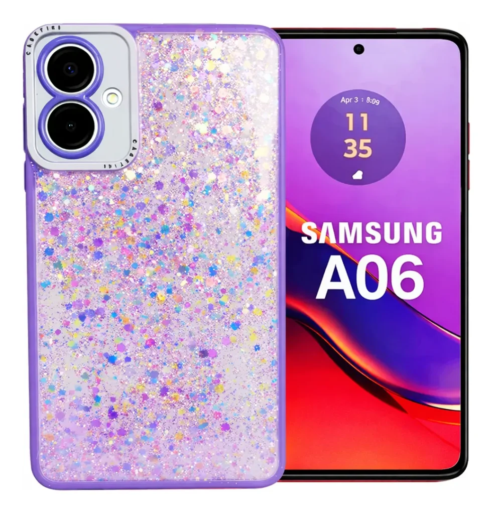 Carcasa para Samsung A06 Glitter Incluye Pop Socket