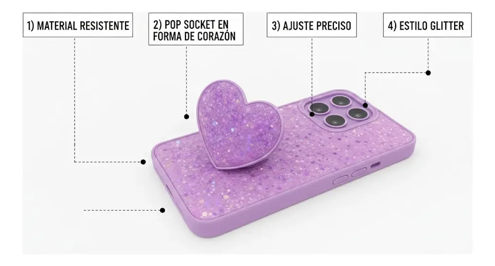 Carcasa para Motorola G56 Glitter Brillo Incluye Pop Socket — vista 7 Carcasa para Motorola G56 Glitter Brillo Incluye Pop Socket — vista 7