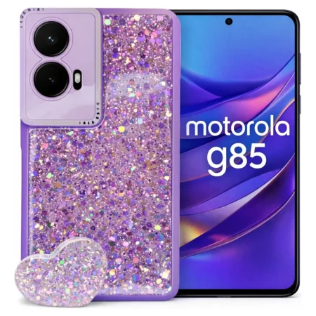 Carcasa para Motorola G85 Glitter Brillo Con Pop Socket