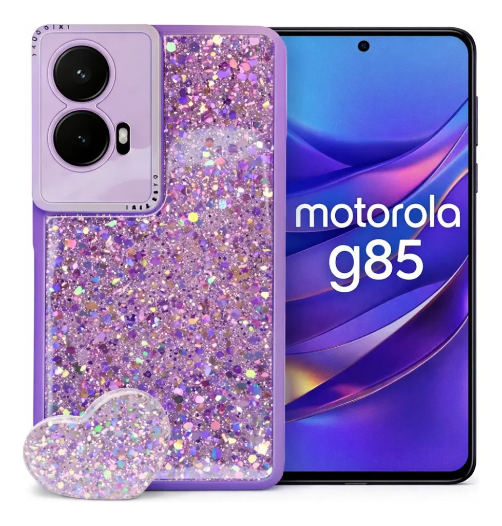 Carcasa para Motorola G85 Glitter Brillo Con Pop Socket